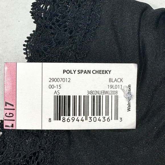 George Women's Size 7 Large Panty Cheeky Lace Waist Leg Openings Black New - Picture 6 of 10